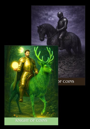 the knight of coins tarot card archetype subconscious tarot light and shadow deck 