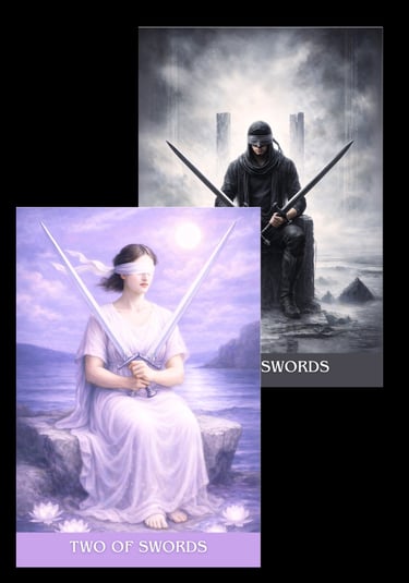 the two of swords tarot card archetype subconscious tarot light and shadow deck 