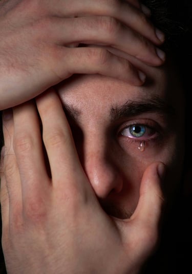 Depressed man examining his life through therapy