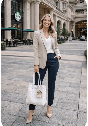 White handmade woven plastic tote bag for office and work style by Craftvitas Indonesia