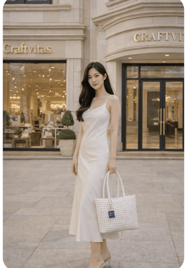 Premium handmade handwoven tote bag by Craftvitas Indonesia styled for elegant fashion