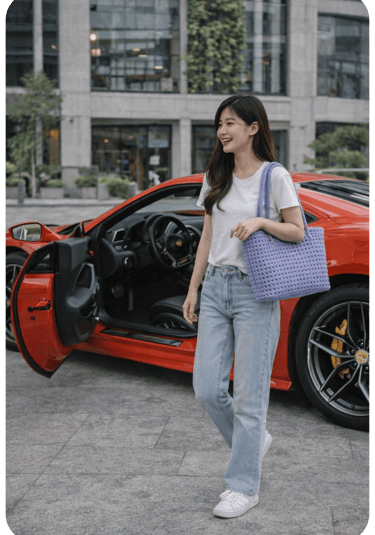 Purple handwoven recycled plastic tote bag Craftvitas Indonesia lightweight eco friendly handbag