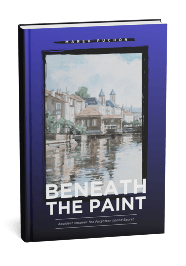a book cover of beneath the painting of a boat on the water