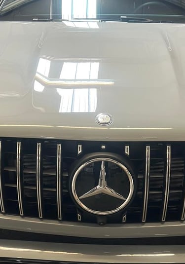Front view of a grey Mercedes-AMG SUV with a ceramic coating
