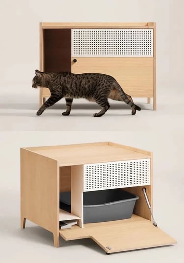 Pet-friendly outdoor living space with comfortable furniture, cozy atmosphere and stylish Scandinavian-inspired design.