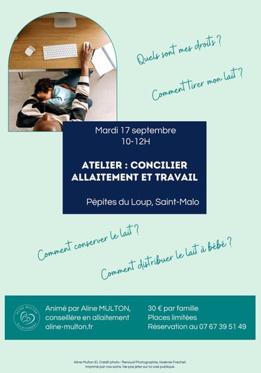 Affiche de l'atelier concilier allaitement et travail
