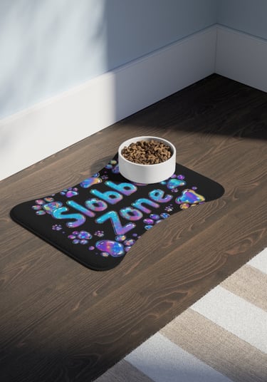 small slobber zone mat with bowl