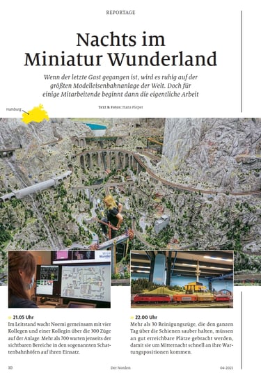 Ein Bild vom Titelbild des ADAC Motorwelt-Artikels "Nachts im Miniaturwunderland"