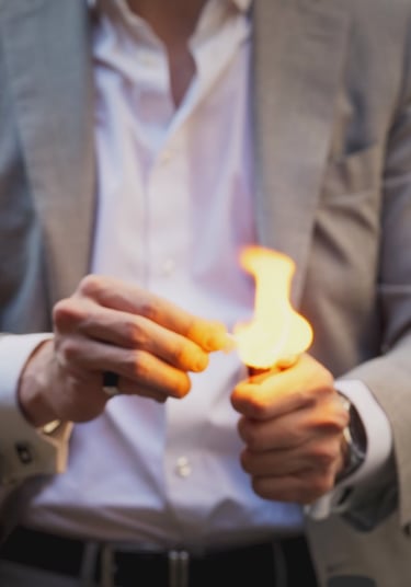 tour de magie avec du feu