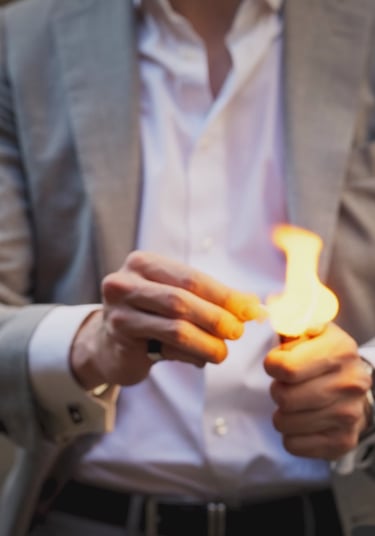 tour de magie avec du feu