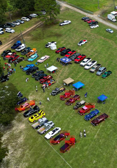 a large field with many cars parked in it