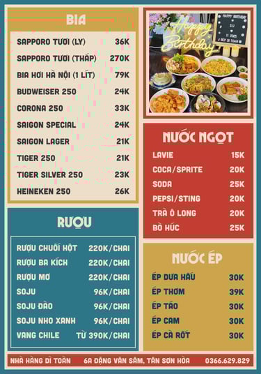 Thực đơn nhà hàng Bếp Dì Toàn - Top 1 nhà hàng ngon gần sân bay