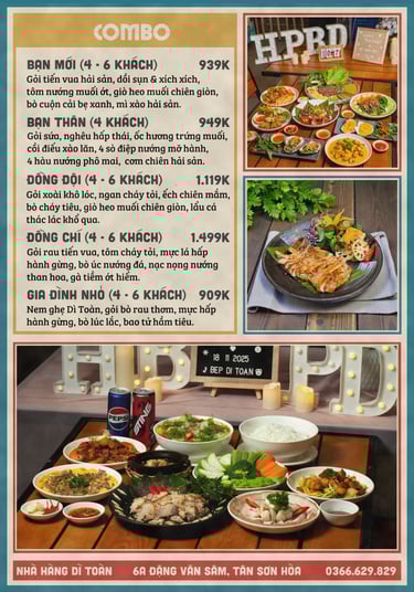 Thực đơn nhà hàng Bếp Dì Toàn - Top 1 nhà hàng ngon gần sân bay