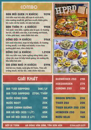 Thực đơn Bếp Dì Toàn - Top 1 nhà hàng ngon gần sân bay