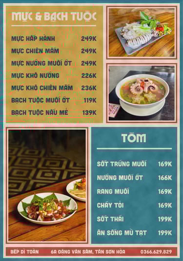 Thực đơn Bếp Dì Toàn - Top 1 nhà hàng ngon gần sân bay