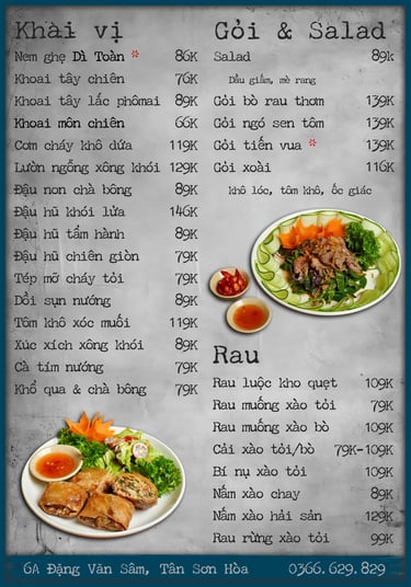 Thực đơn Bếp Dì Toàn - Top 1 nhà hàng ngon gần sân bay