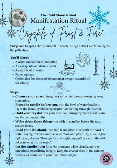 Cold Moon Ritual Manifestation Ritual Soul Sisters Tarot