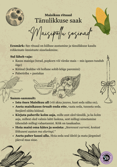 Maisikuu Tänulikkuse Rituaal Soul Sisters Tarot