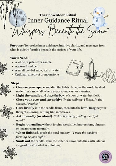 Snow Moon Ritual Inner Guidance Ritual Soul Sisters Tarot