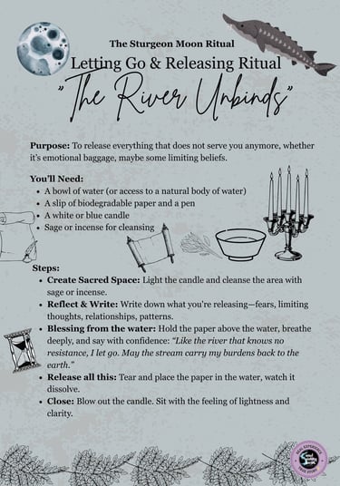 Sturgeon Moon Ritual Letting Go and Releasing Ritual Soul Sisters Tarot