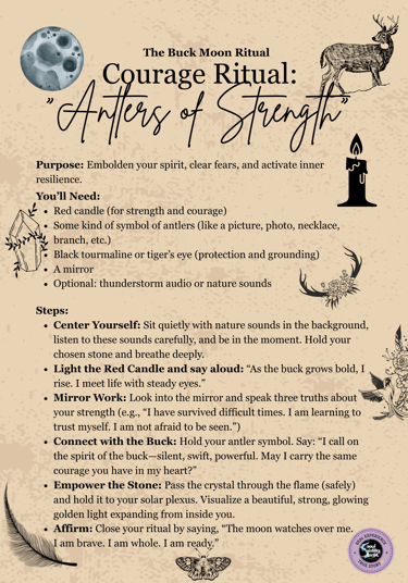 The Buck Moon Ritual Courage Ritual Soul Sisters Tarot