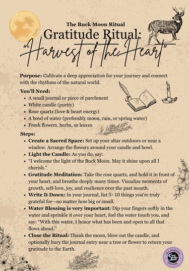 The Buck Moon Ritual Gratitude Ritual Soul Sisters Tarot