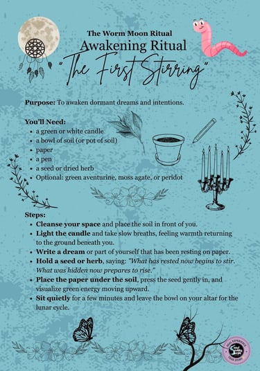 Worm Moon Ritual Page Awakening Ritual Soul Sisters Tarot