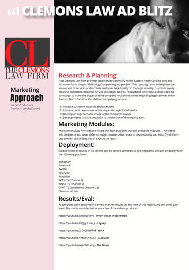 Clemons Law Firm, Market Approach,  