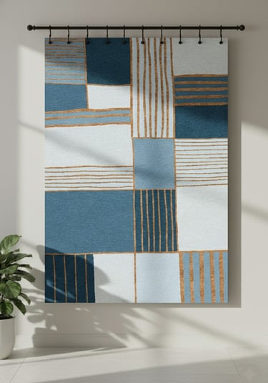 Custom bespoke handmade rugs crafted in Nepal- geometric wall-hanging- Himalaya Carpet Industries