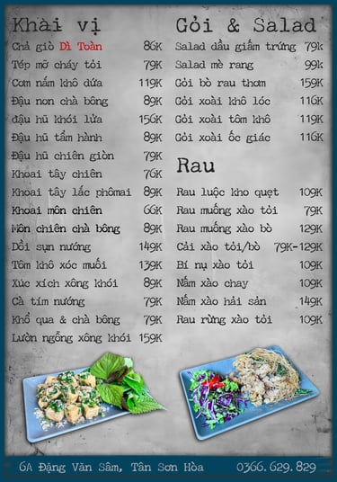 Thực đơn Ốc Dì Toàn - Top 1 quán ngon sân bay