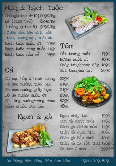 Thực đơn Ốc Dì Toàn - Top 1 quán ngon sân bay