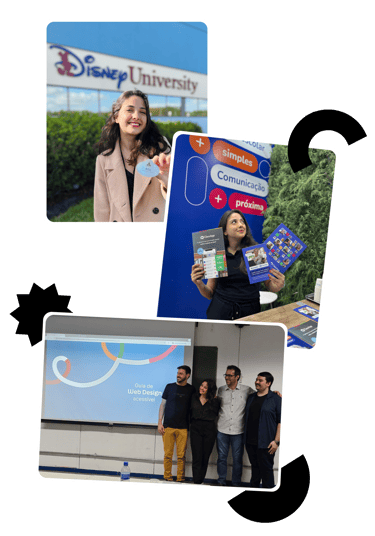 Montagem de três fotos mostrando momentos da carreira de Beatriz Marques