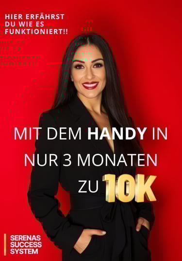 Cover von einem Freebie: Mit dem Handy in nur 3 Monaten zu 10K auf dem eine Business Frau abgebildet ist
