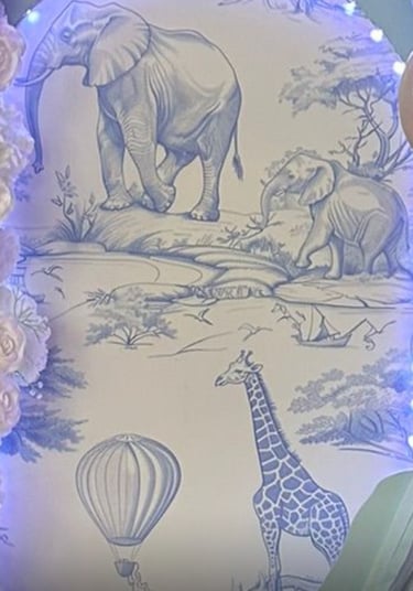 Elephant themed baby shower balloon backdrop in Liverpool
