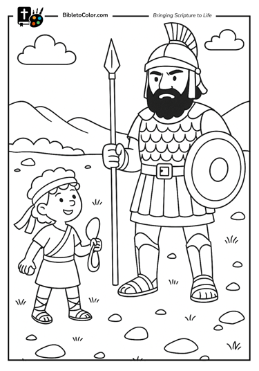 david and goliath coloring page