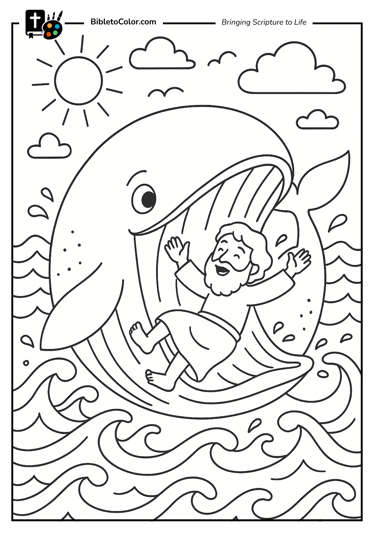 jonah and the whale coloring page