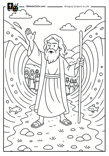 moses and the red sea coloring page
