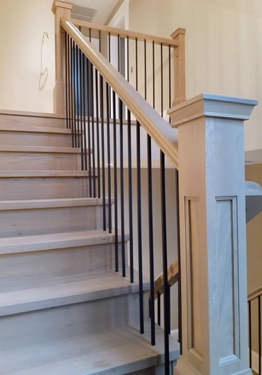 Distinctive metal railings on a staircase design for contemporary and traditional homes