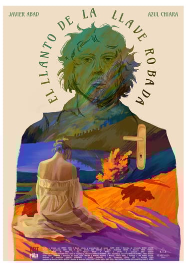 a poster of a man a movie poster for the film el llanto de la llave robada