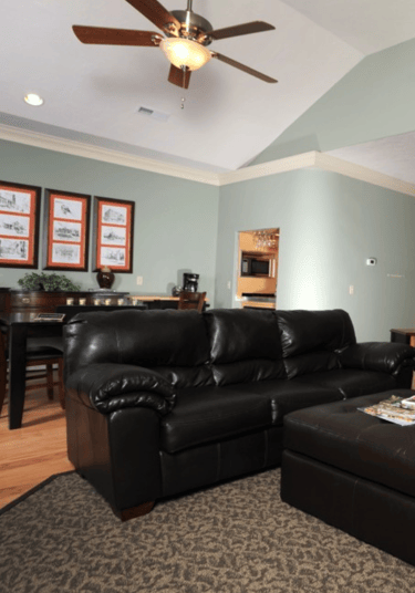 Couch and pictures in a suite