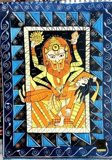 pattacjtra art of hindu god narsimha and demon hiranyakashipu