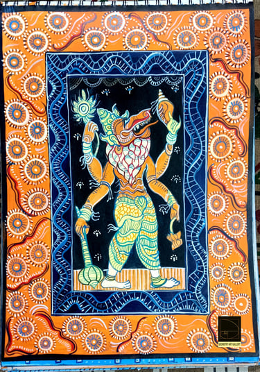 pattachitra art of hindu god narsimha and beatiful colors
