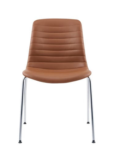 SenSit-Otto four-leg chair with ribbed brown seat shell