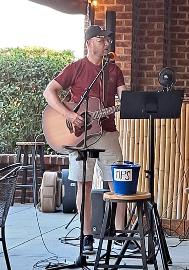 William Finn from Finn's Echo performing in front of live audience