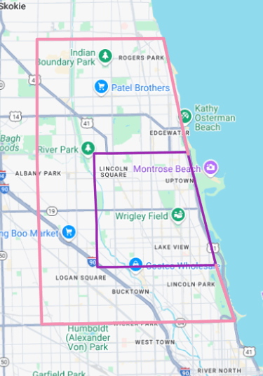 map of dog walking and pet sitting in Chicago