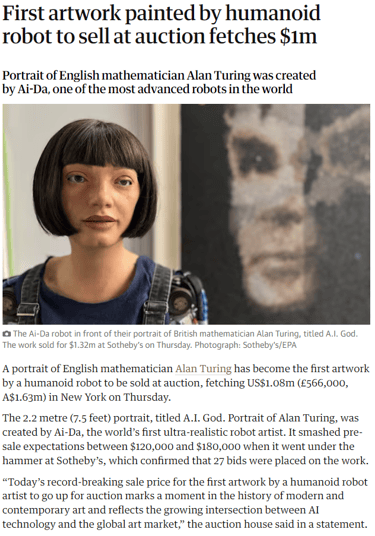 Karya seni robot AI bernilai $1 juta