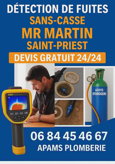 Sos fuite plomberie saint priest plombier agree assurance recherche de fuite d eau expert détection