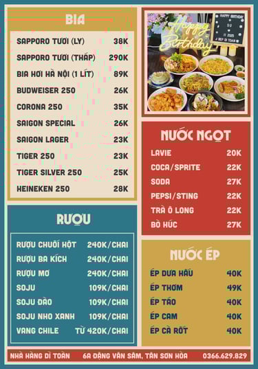 Thực đơn nhà hàng Bếp Dì Toàn - Top 1 nhà hàng ngon gần sân bay