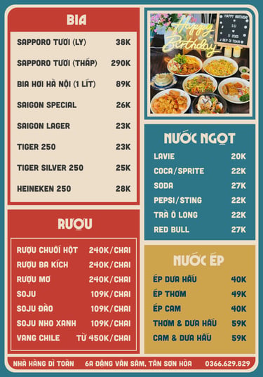 Thực đơn nhà hàng Bếp Dì Toàn - Top 1 nhà hàng ngon gần sân bay