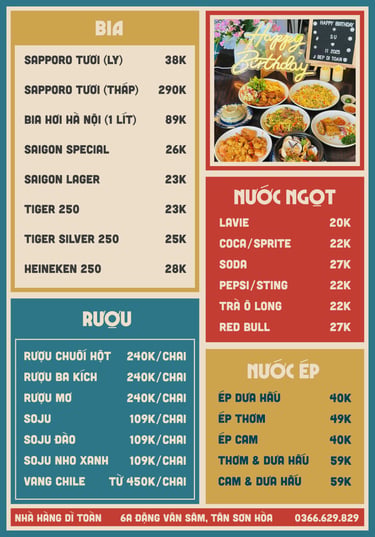 Thực đơn nhà hàng Bếp Dì Toàn - Top 1 nhà hàng ngon gần sân bay